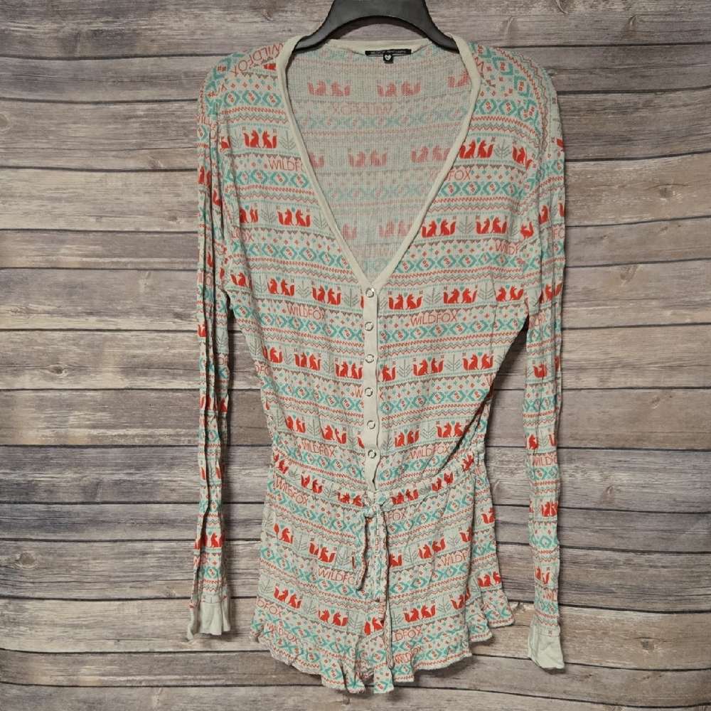 Wildfox Orange and Blue Romper Pajama Intimates Sleepwear
